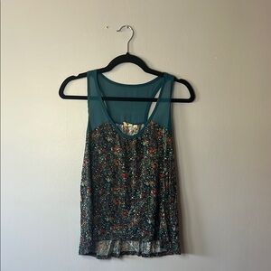 Floral Teal Sleeveless Top